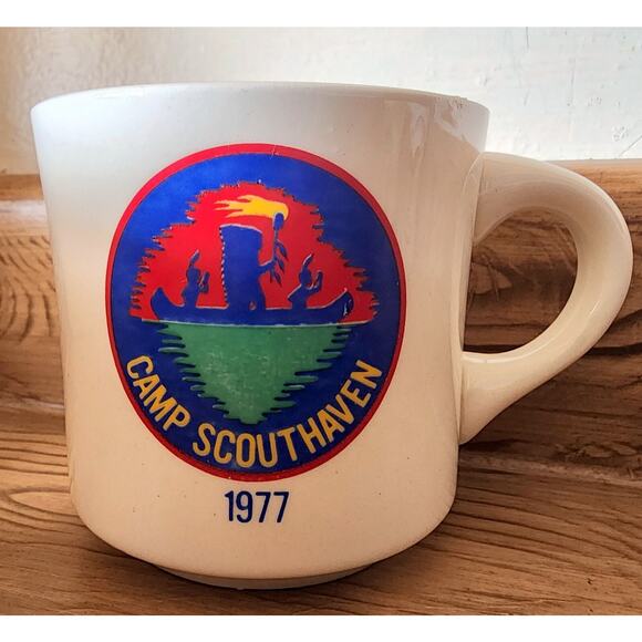Vintage Boy Scouts of America Mug Cup Ceramic BSA Camp Scouthaven 1977 - Picture 1 of 6